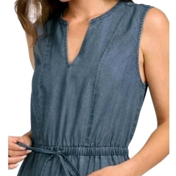 Lands' End Ladies' Tiered Midi Dress, Blue Denim, Size- S (NWT) - Picture 1 of 3